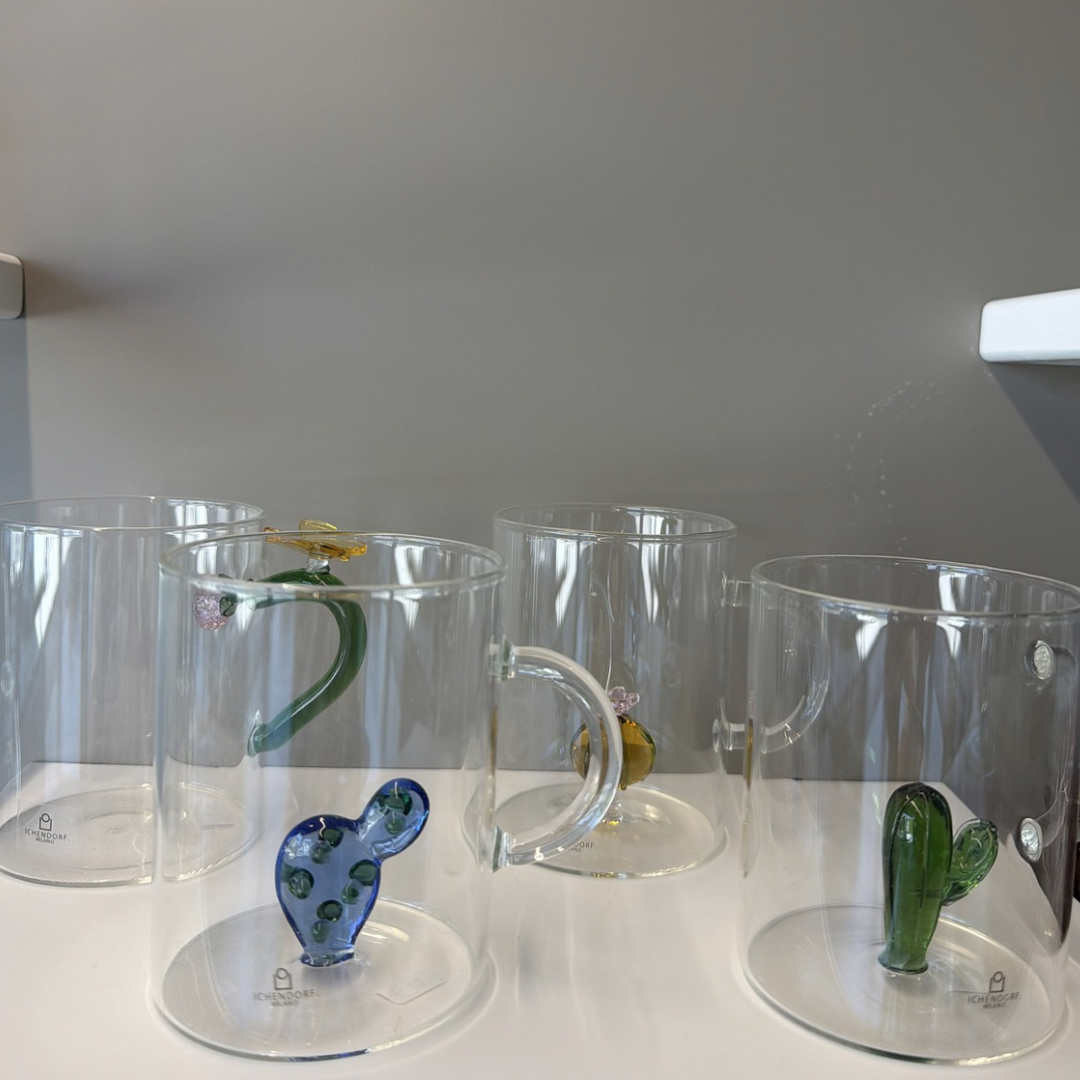 SET 2 PEZZI TAZZE CACTUS VETRO BOROSILICATO