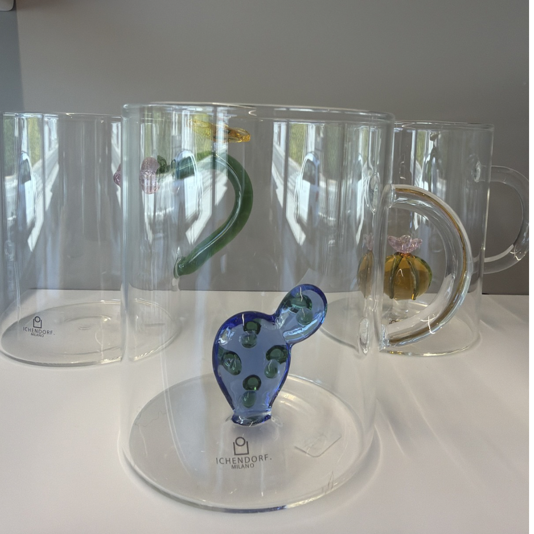 SET 2 PEZZI TAZZE CACTUS VETRO BOROSILICATO